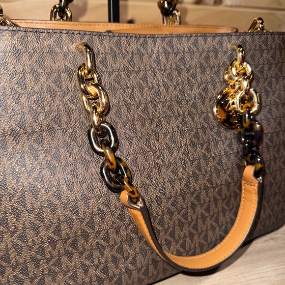 MICHAEL KORS Cynthia Medium Satchel Purse- Brown/Acorn - Picture 7 of 16